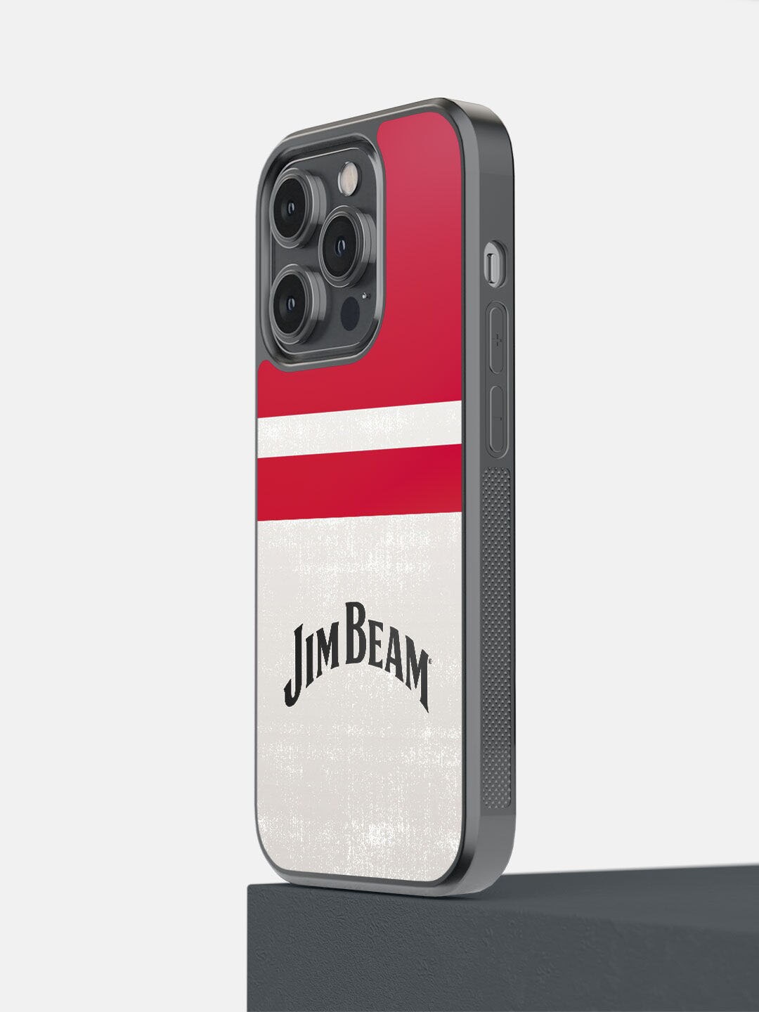 

macmerise Red & White Jim Beam White Stripes Printed iPhone 14 Pro Bumper Back Case