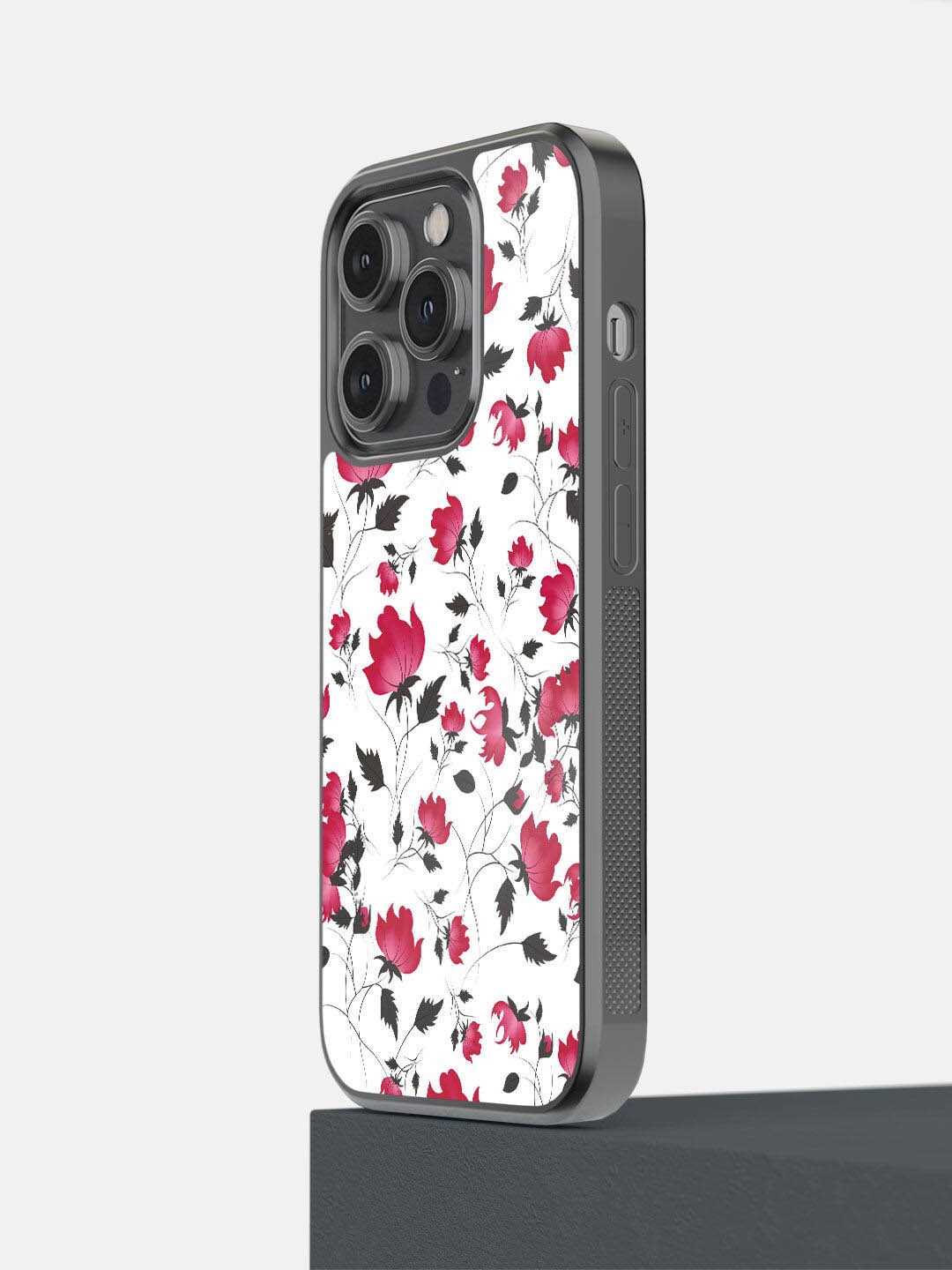 

macmerise Pink & White Floral Printed Polycarbonate iPhone 14 Pro Phone Back Case