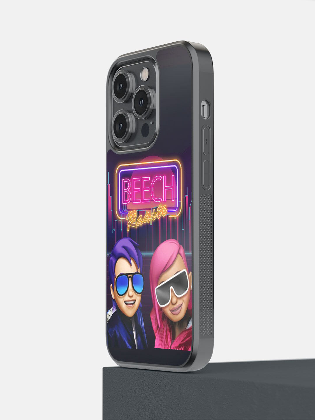 

macmerise Navy Blue & Pink Autumn Embrace Design iPhone 14 Pro Bumper Case