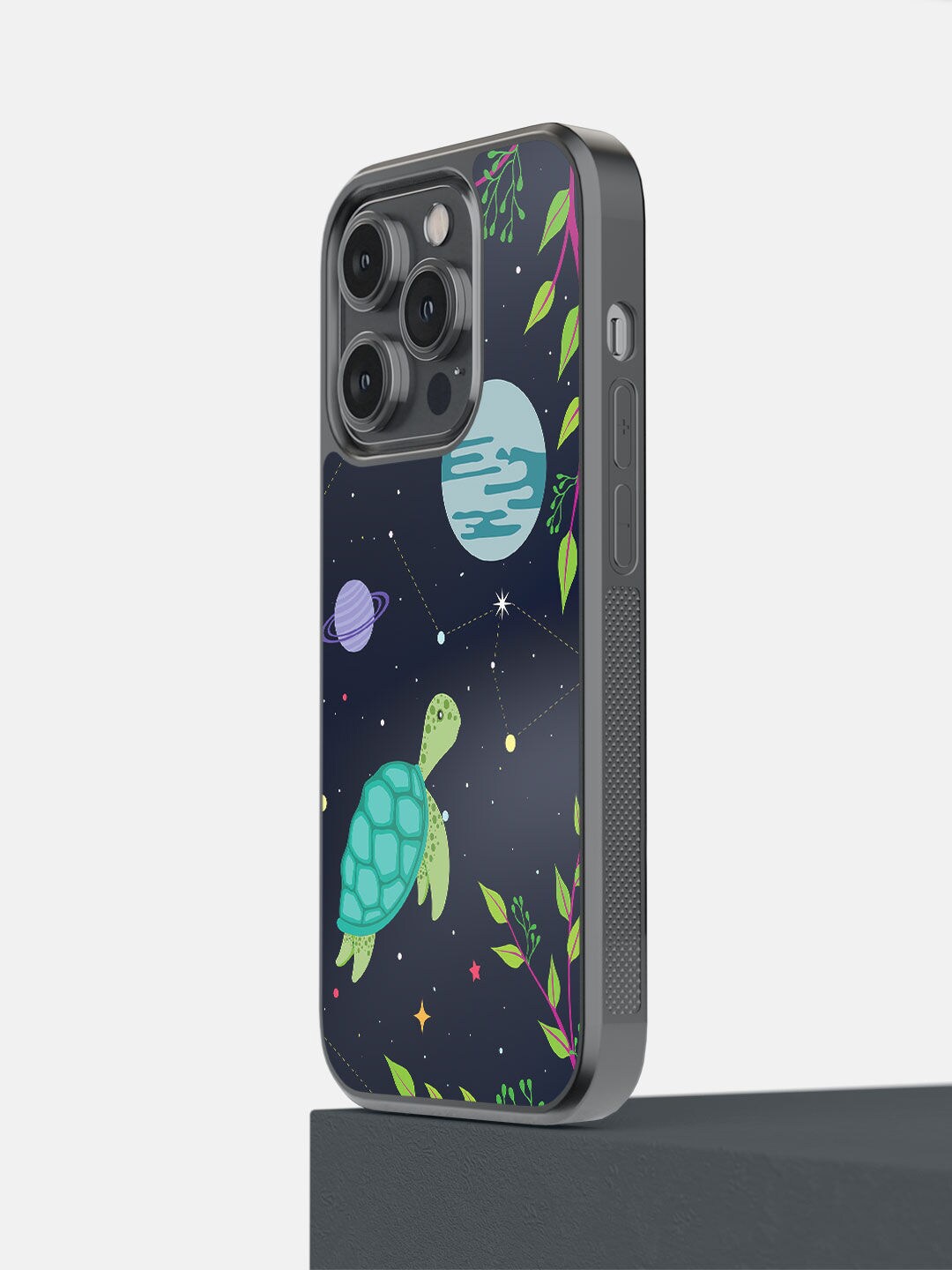 

macmerise Navy Blue Space Turtle Printed iPhone 14 Pro Bumper Case