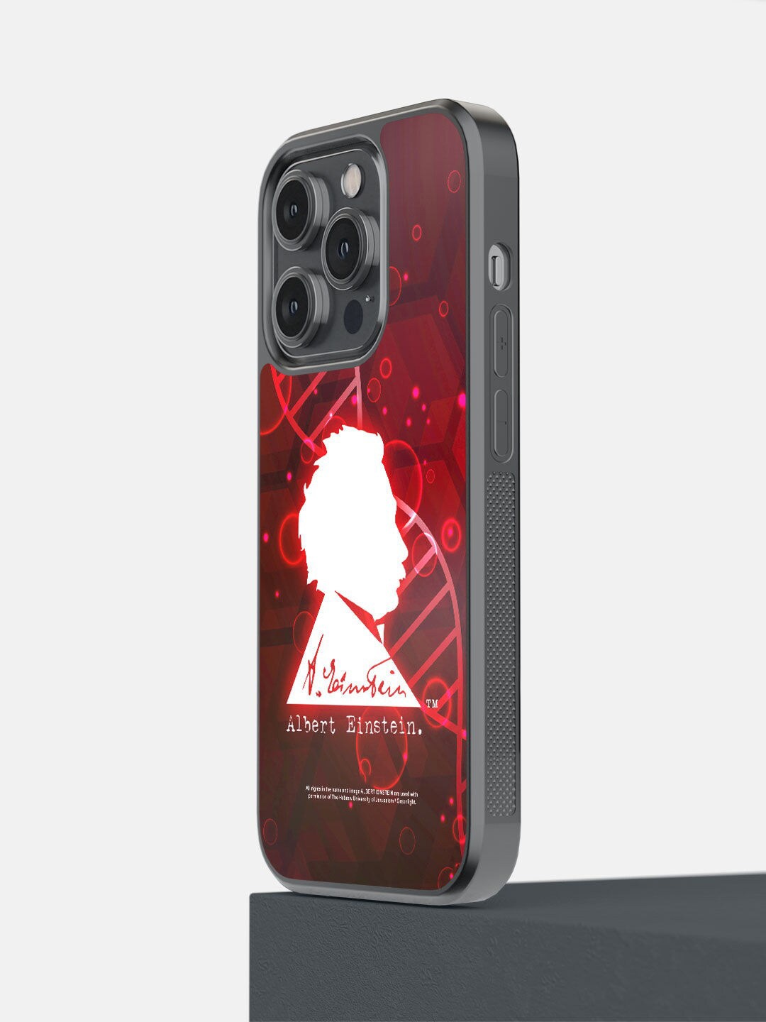 

macmerise White & Red Genius Albert Einstein Printed iPhone 14 Pro Mobile Phone Case