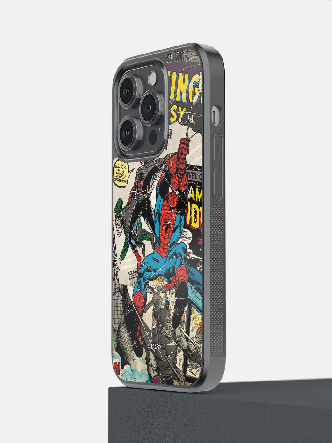 

macmerise Black & Blue Comic Spidey Printed iPhone 14 Pro Bumper Case