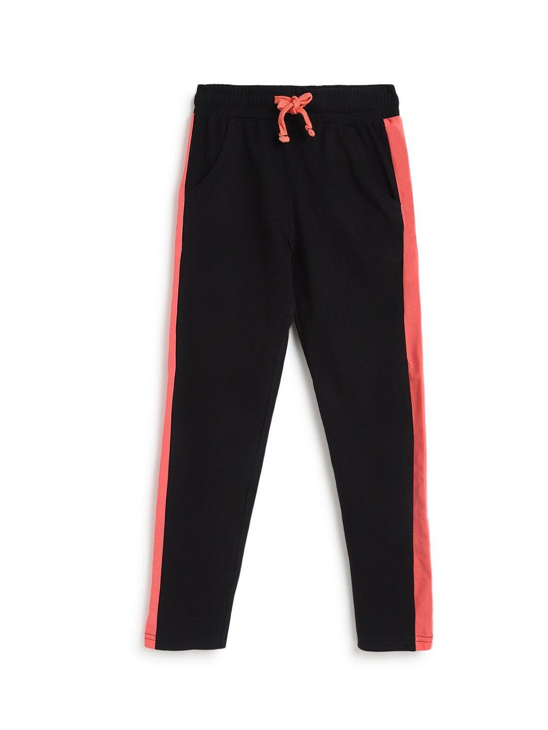 

Lil Tomatoes Girls Black & Orange Solid Track Pants