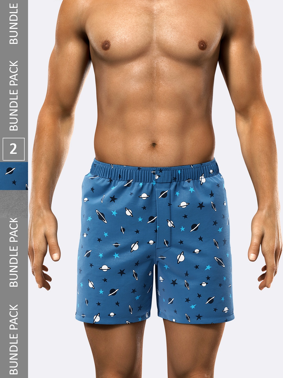 

MODERN CREW Men Pack of 2 Printed Premium Cotton Boxers MC2-BX-002-0B-GC-SN-S, Blue