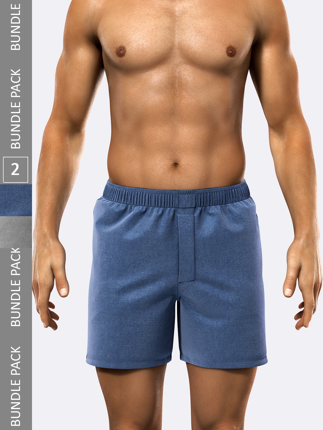 

MODERN CREW Men Cruise Pack of 2 Premium Cotton Boxers, Blue