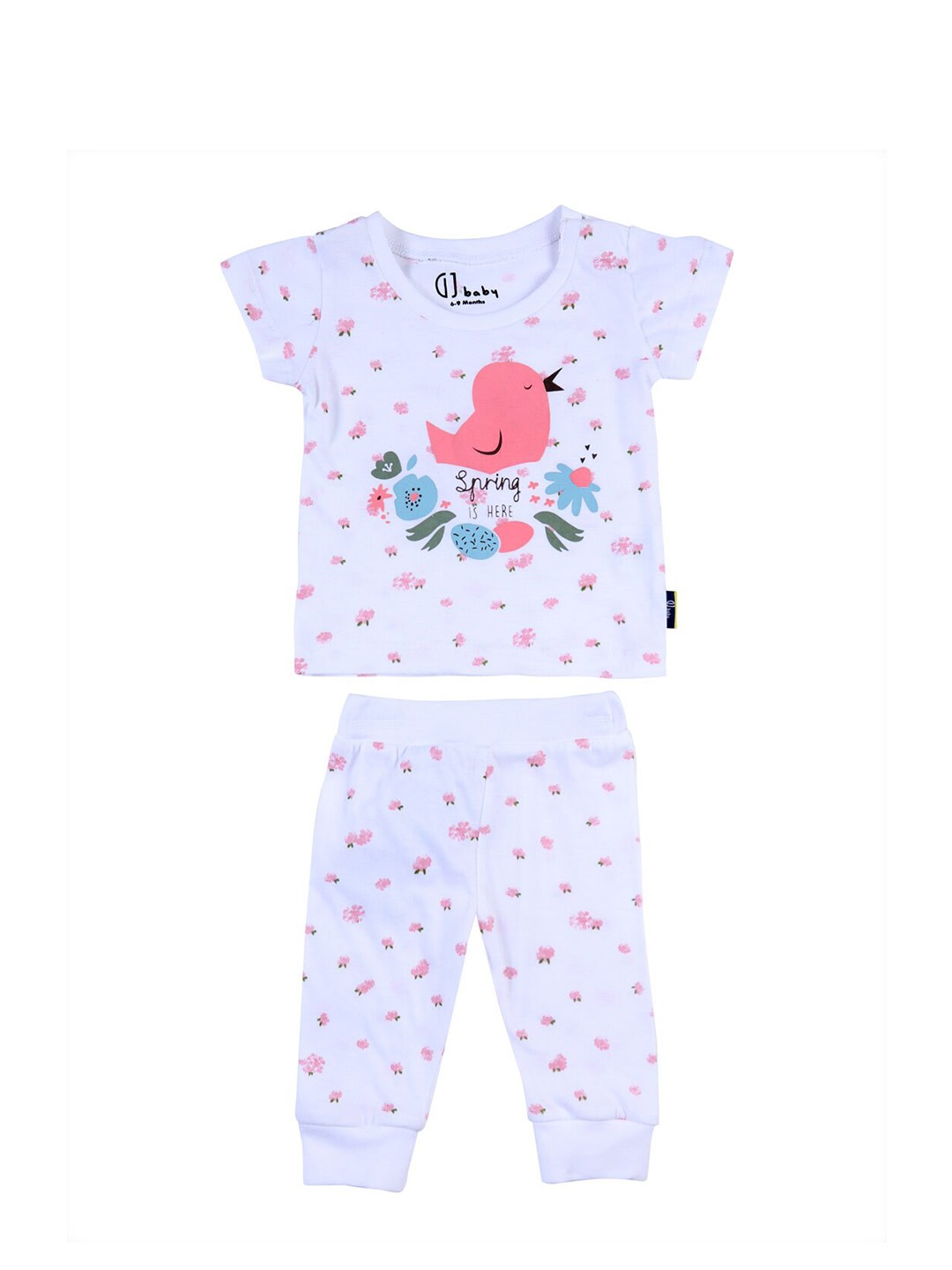 

Gini and Jony Boys White & Pink Printed T-shirt With Pyjamas