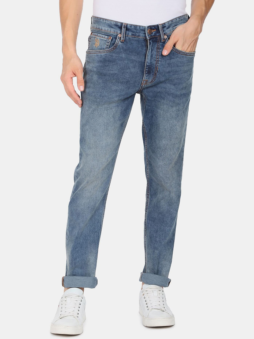 U.S. Polo Assn. Denim Co. Men Blue Heavy Fade Stretchable Jeans