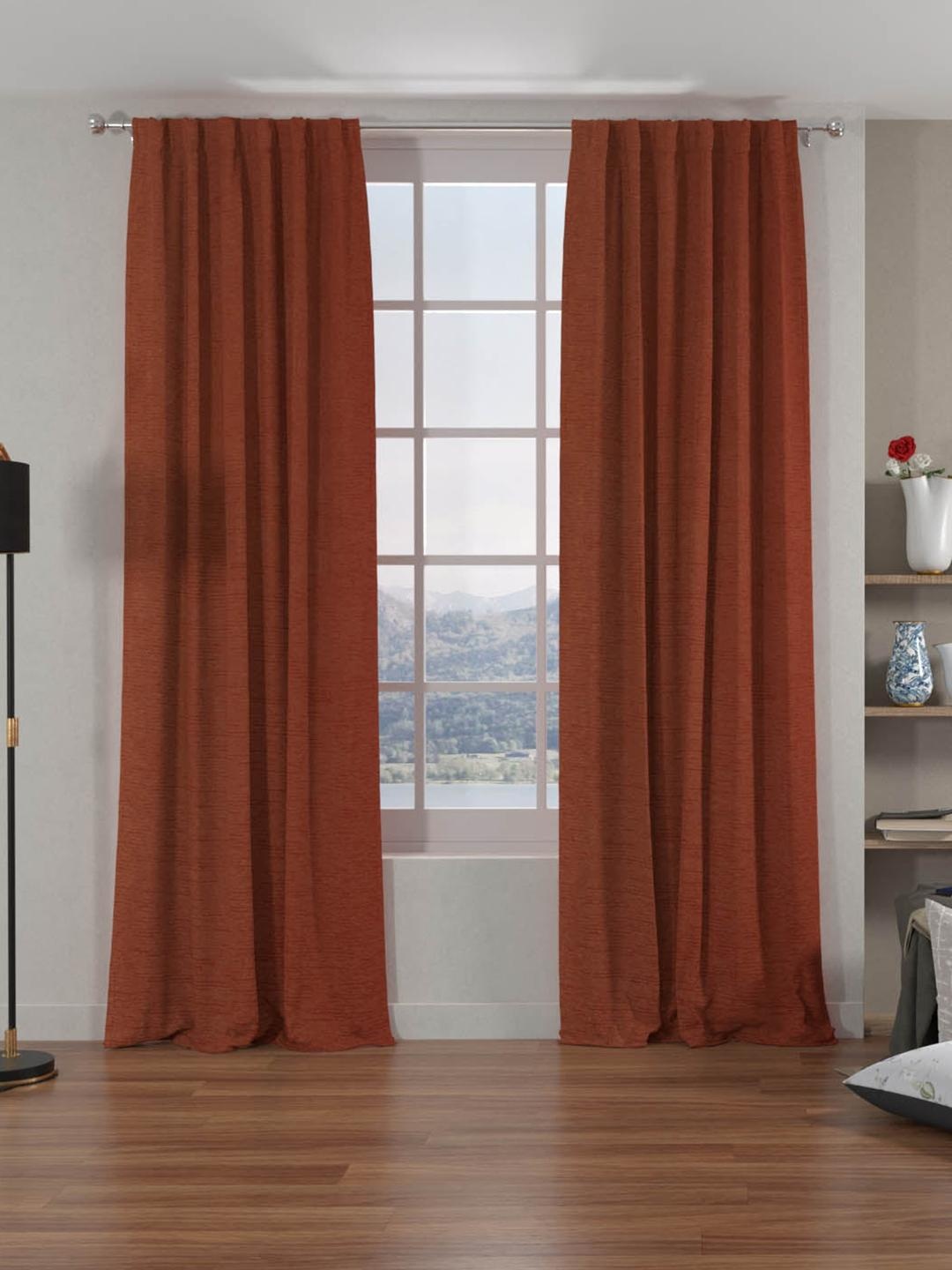 

Athome by Nilkamal Grace Solids Set of 2 Rust Black Out Door Curtain