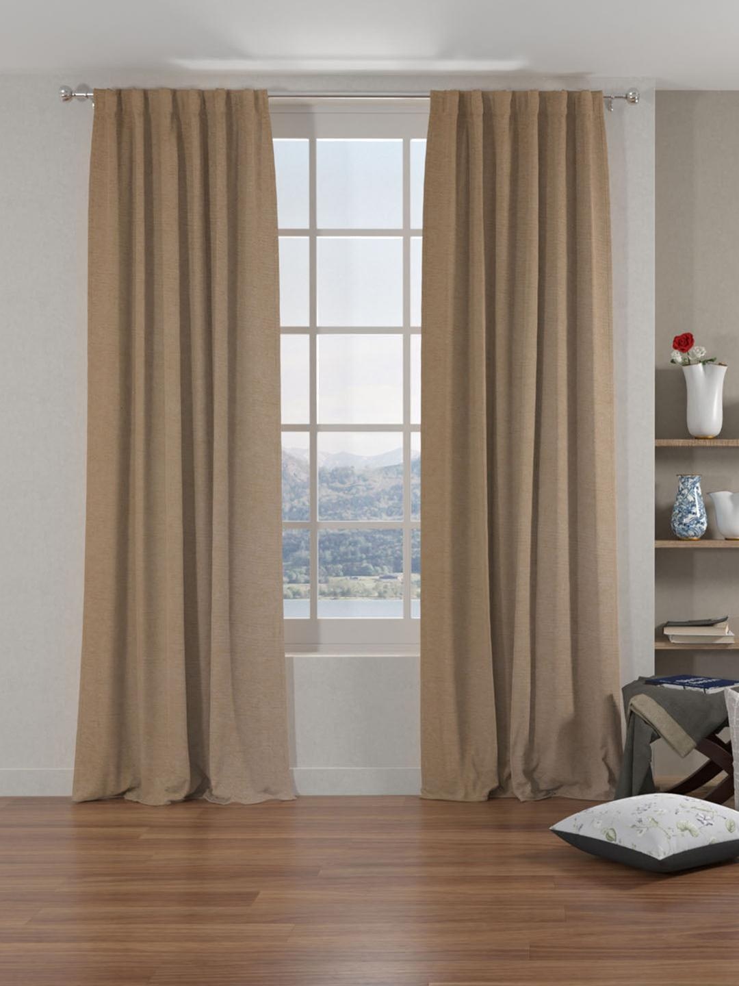 

Athome by Nilkamal Grace Solids Set of 2 Beige Black Out Door Curtain