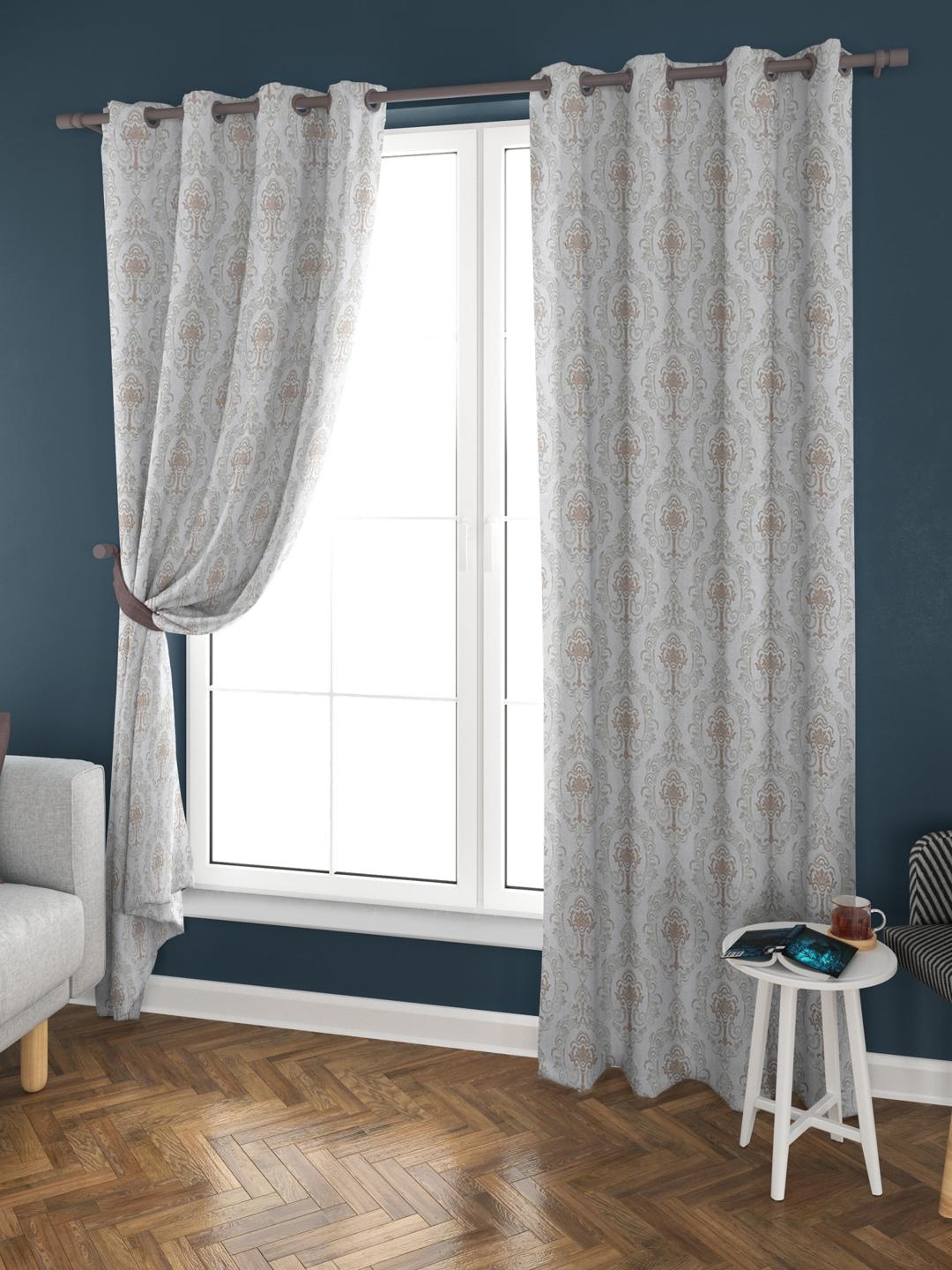 

Athome by Nilkamal Brown & White 2 Pieces Ethnic Motifs Black Out Door Curtains