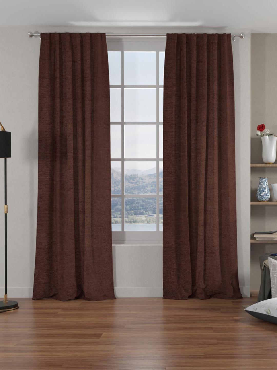 

Athome by Nilkamal Grace Solids Set Of 2 Brown Black Out Door Curtain