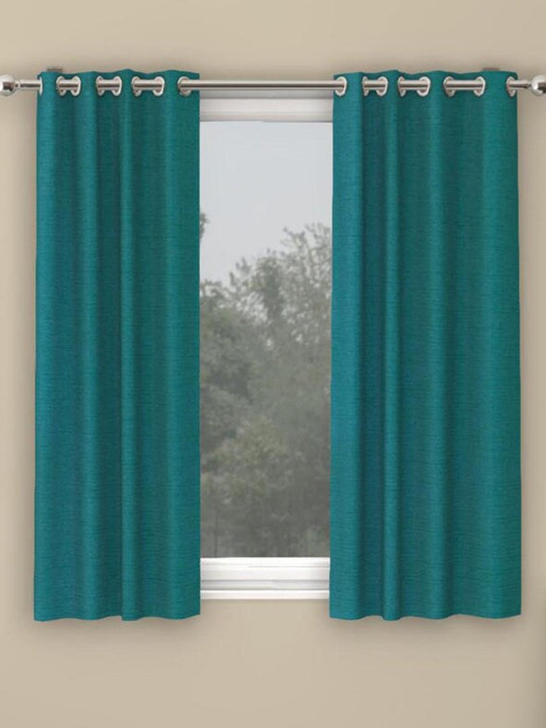 

Athome by Nilkamal Grace Solids Set Of 2 Sea Green Black Out Window Curtain