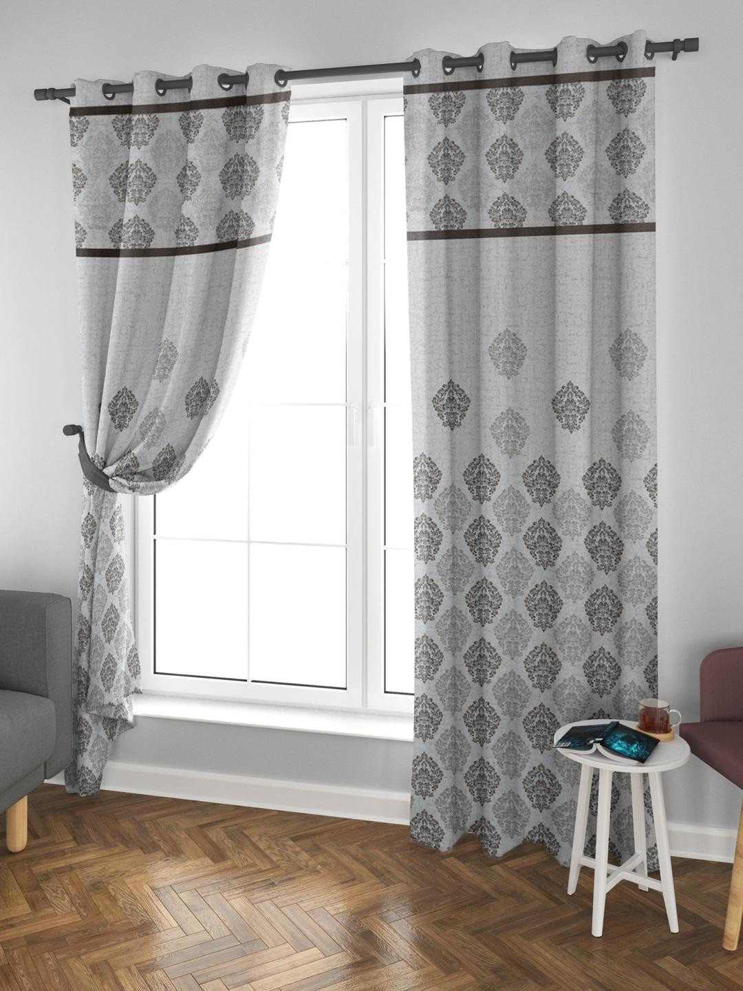 

Athome by Nilkamal Grace Jacquard Silver-Toned Set of 2 Ethnic Motifs Door Curtains