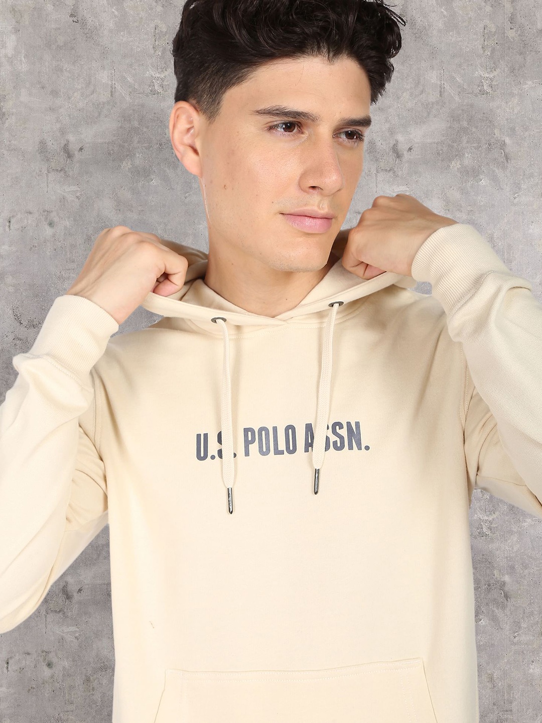 

U.S. Polo Assn. Denim Co. Printed Hooded Pure Cotton Sweatshirt, Beige