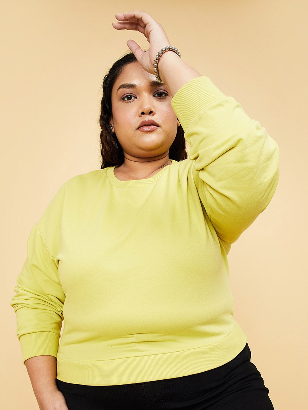 

max Women Yellow Pullover Sweatshirt