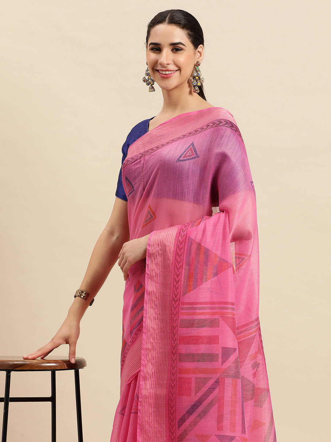 

SANGAM PRINTS Printed Saree, Pink
