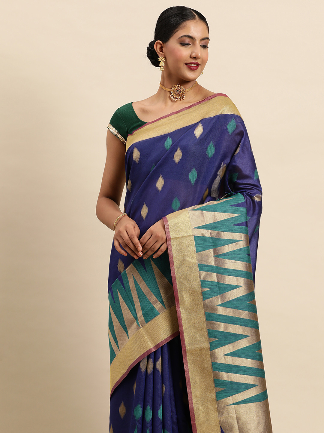 

SANGAM PRINTS Abstract Woven Design Saree, Blue