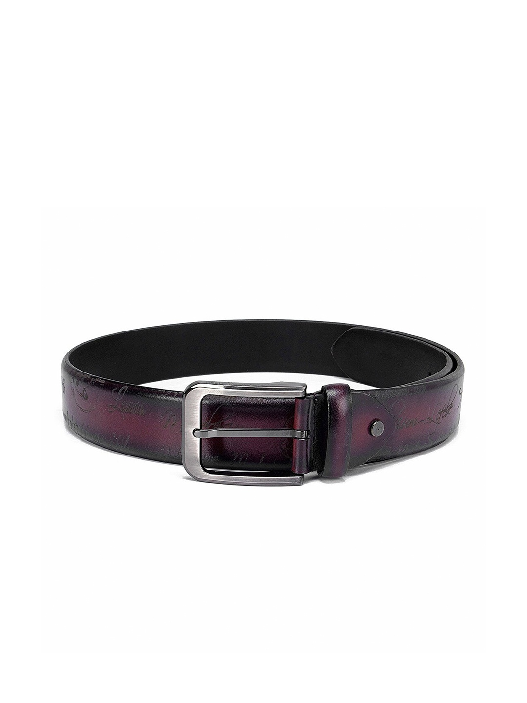 

Da Milano Men Maroon Textured Leather Belt