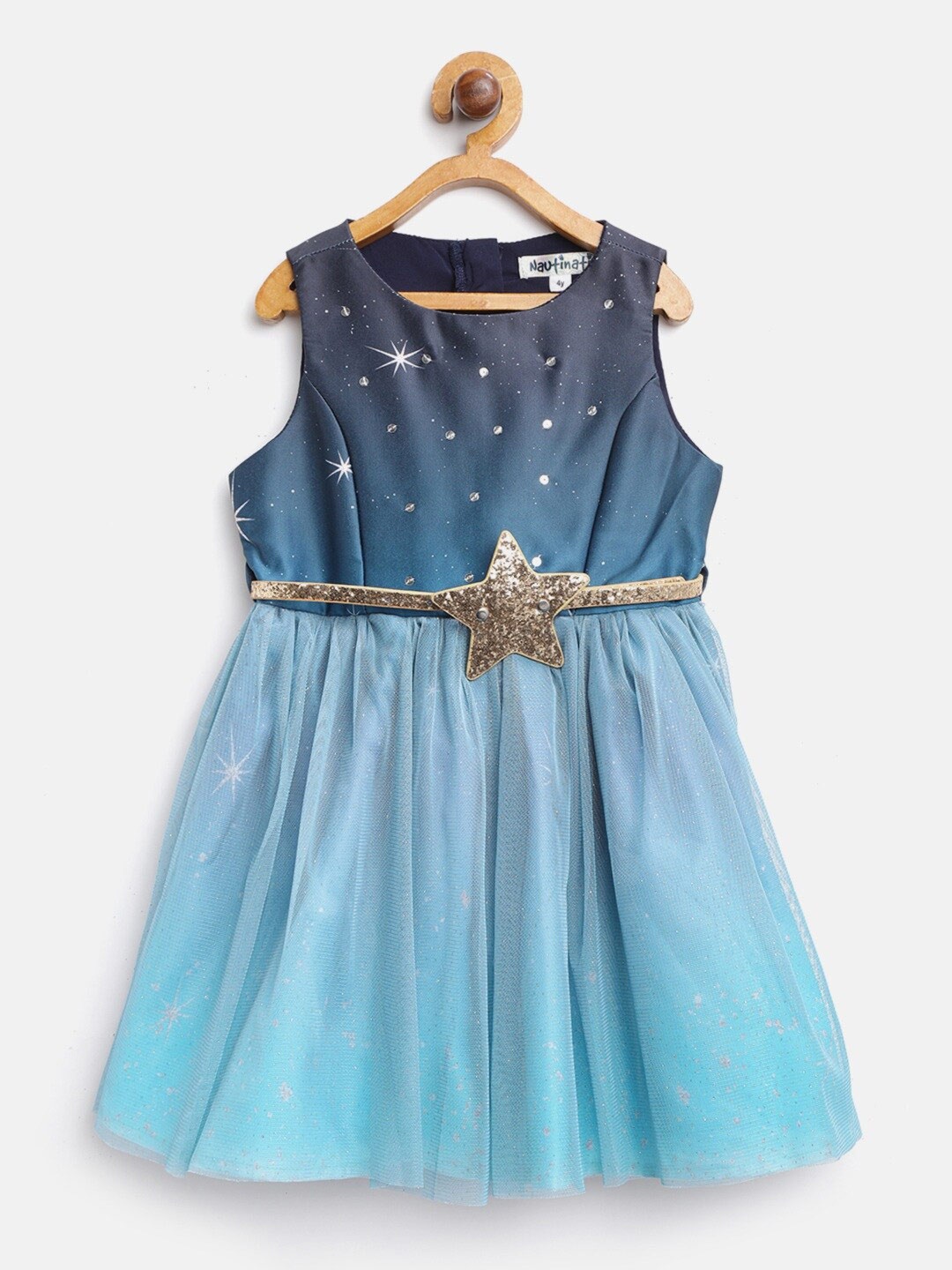 

Nauti Nati Blue Embellished Dress With Belt