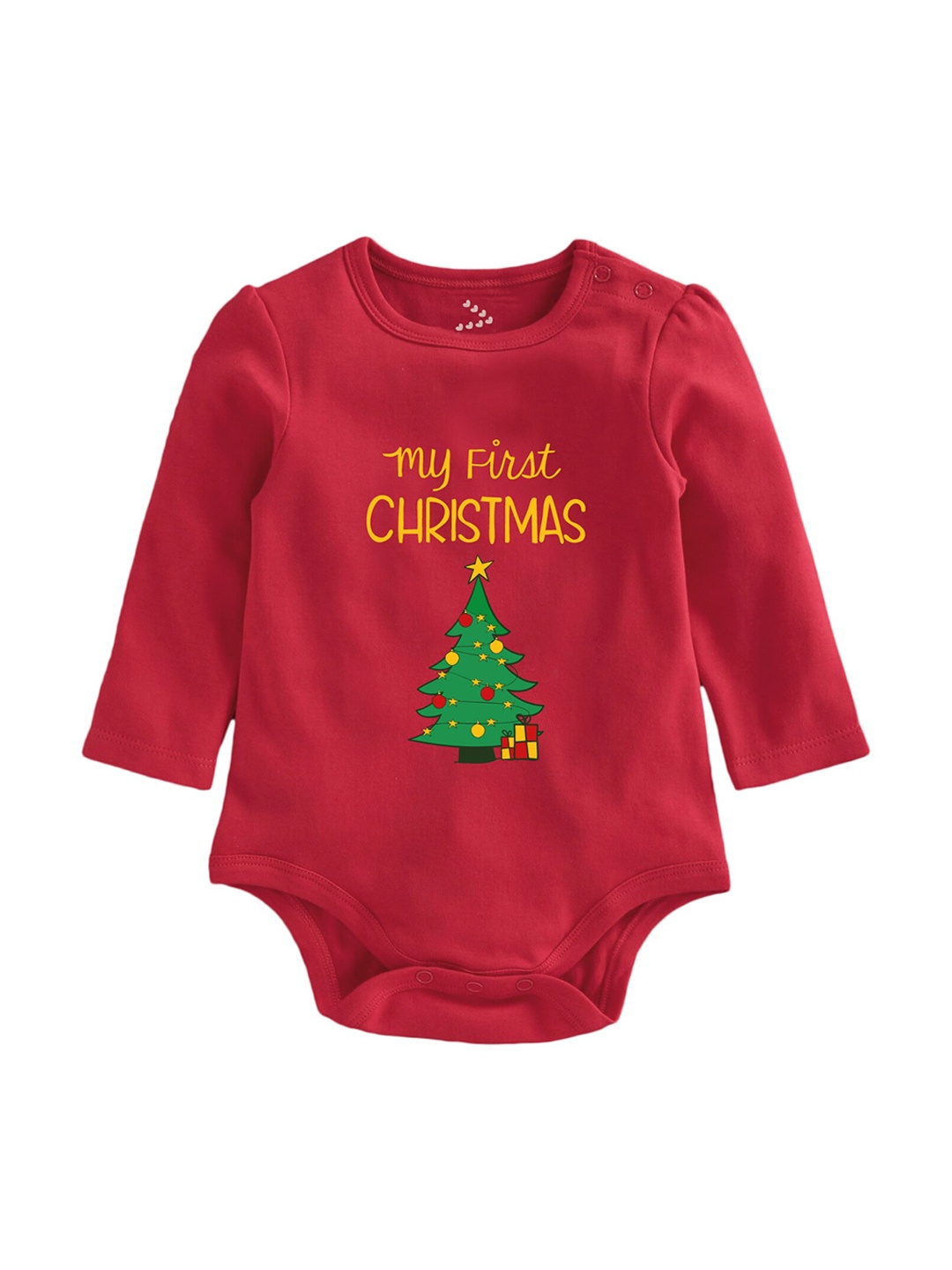 

Zeezeezoo Kids Red Christmas Printed Pure Cotton Rompers