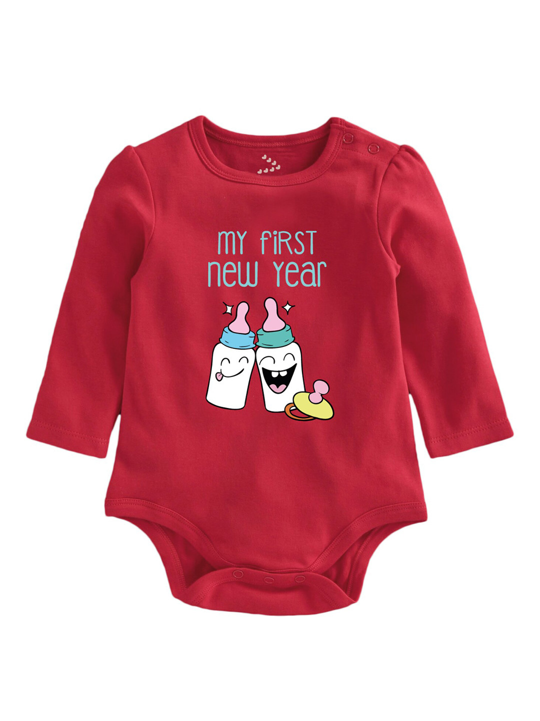 

Zeezeezoo Kids Red New Year Printed Pure Cotton Rompers