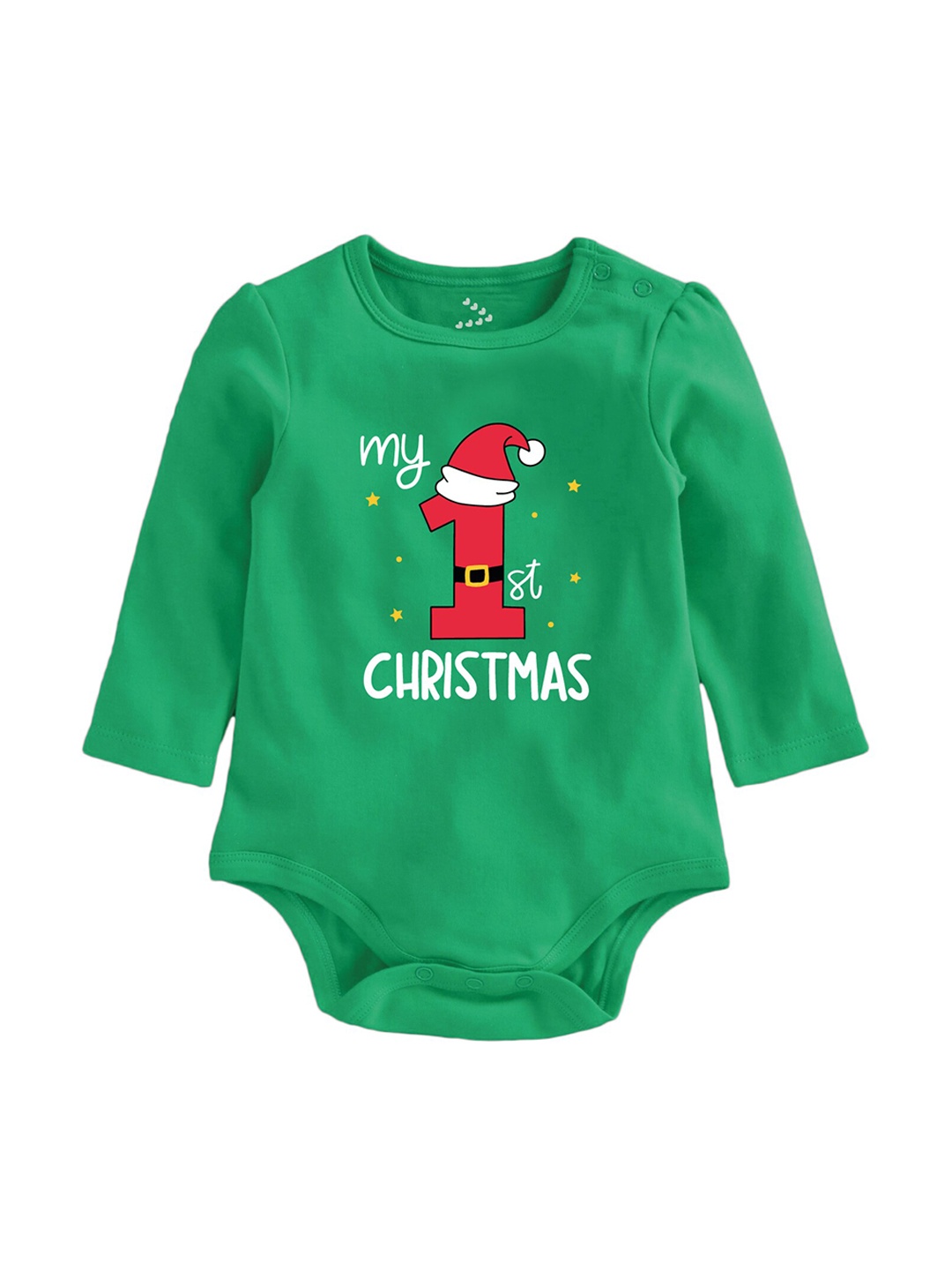 

Zeezeezoo Kids Green Christmas Printed Pure Cotton Rompers