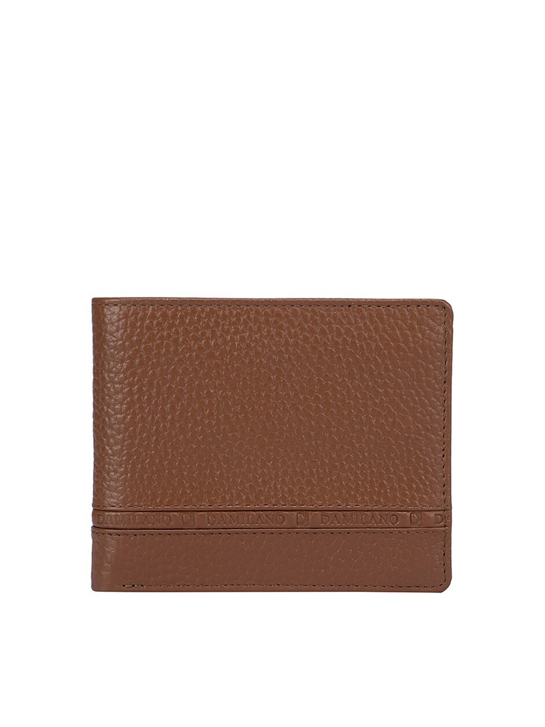 

Da Milano Men Brown & Black Textured Leather Two Fold Wallet