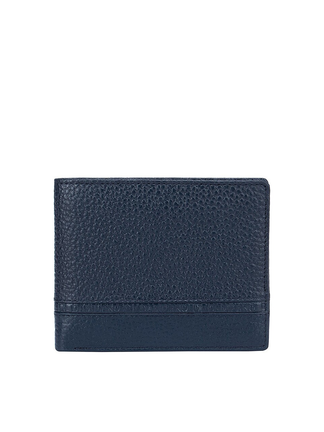 

Da Milano Men Blue Textured Leather Two Fold Wallet