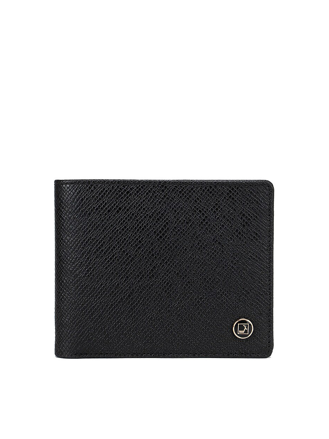 

Da Milano Men Black Textured Leather Two Fold Wallet