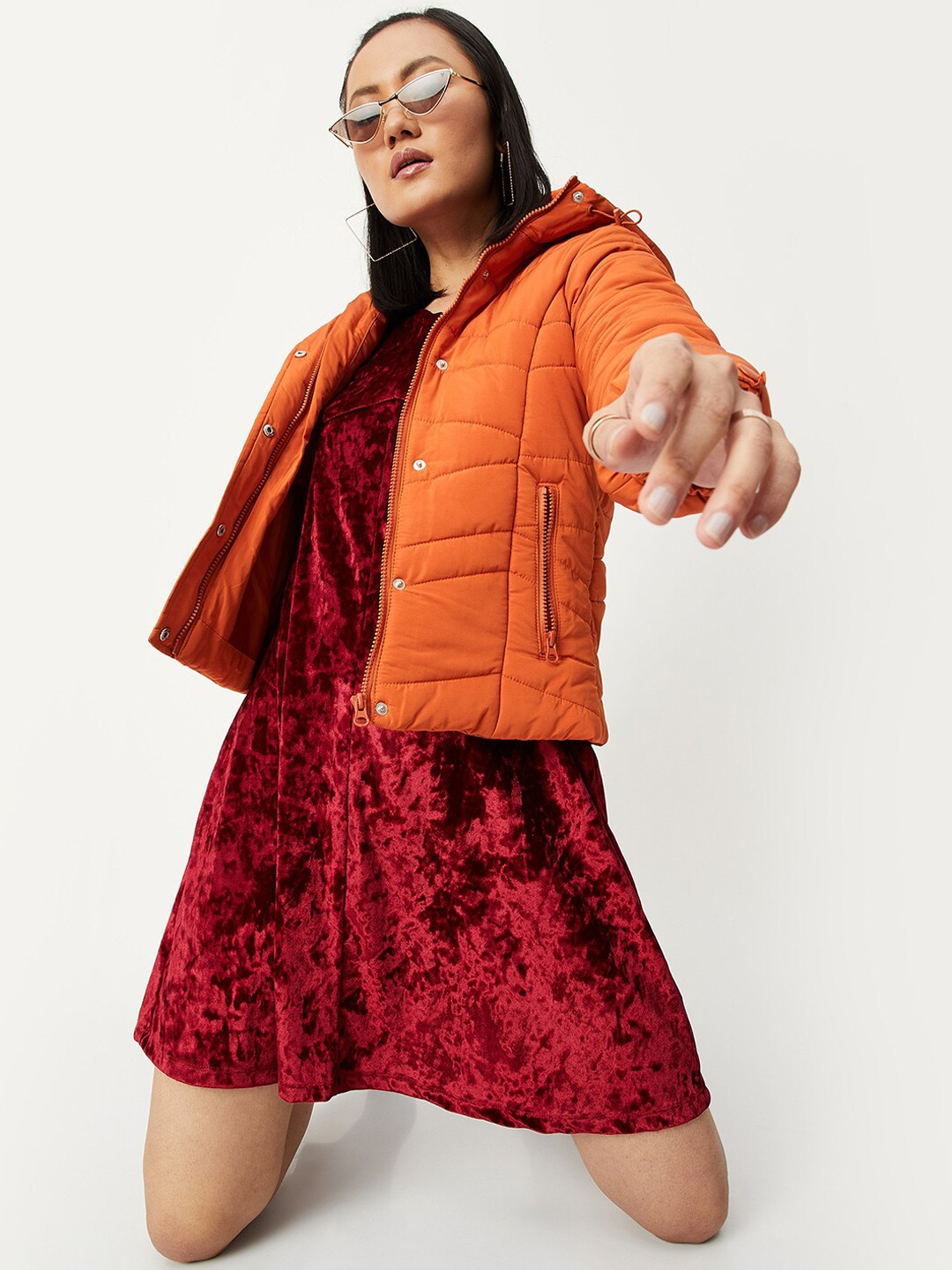 

max Women Rust Windcheater and Water Resistant Padded Jacket
