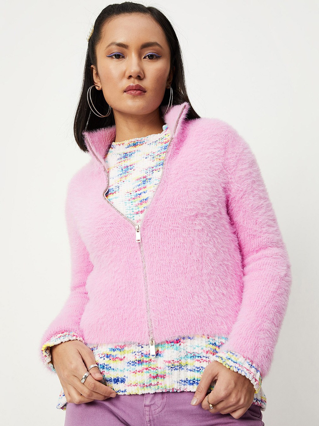 

max Women Pink Long Sleeves Sweatshirt