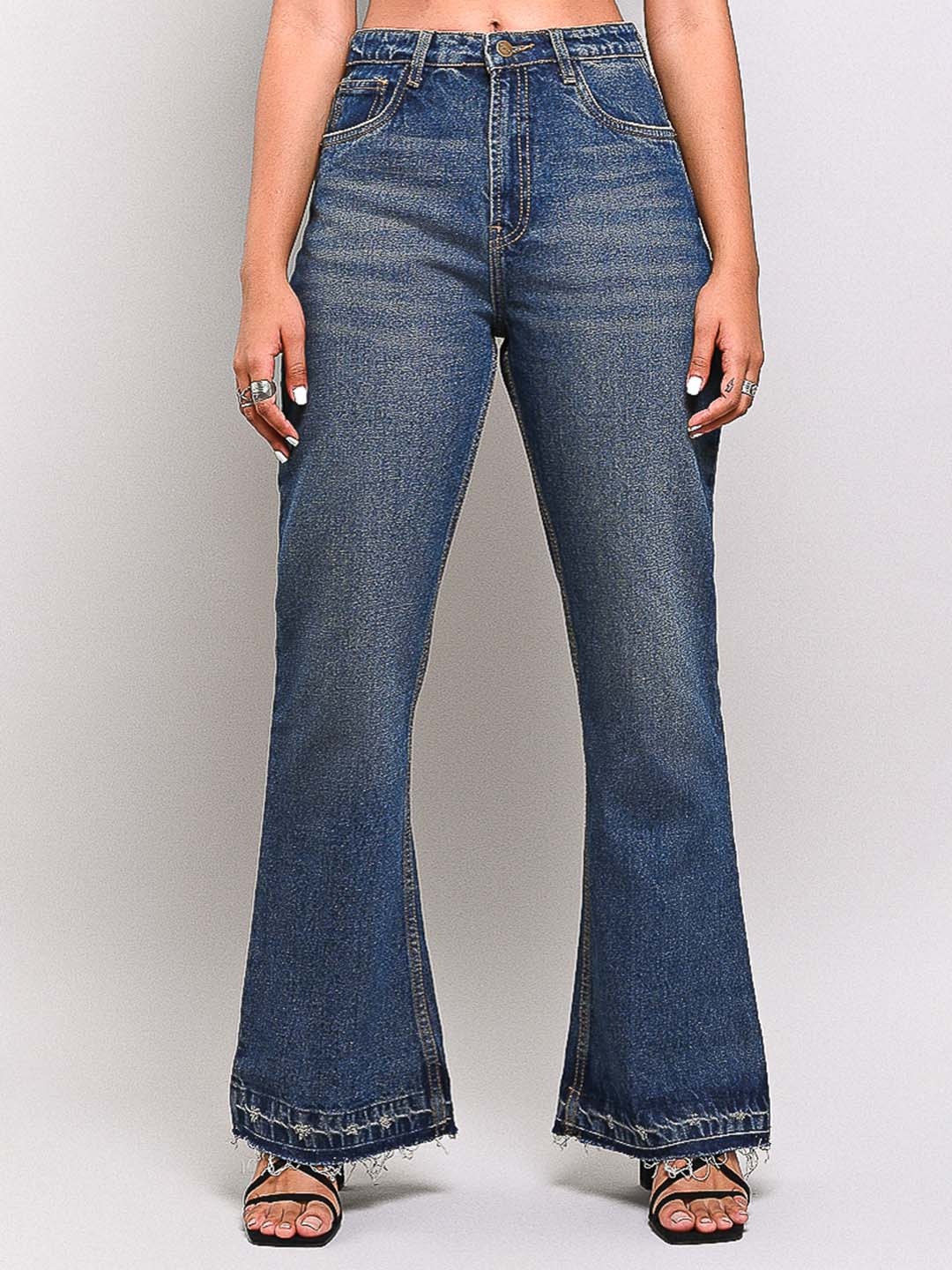 

FREAKINS Women Blue Bootcut High-Rise Light Fade Cotton Jeans