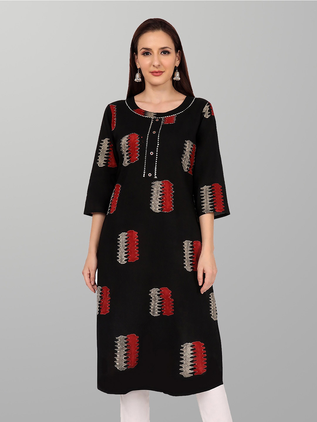 

Jevi Prints Women Printed Gotta Patti Kurta, Black