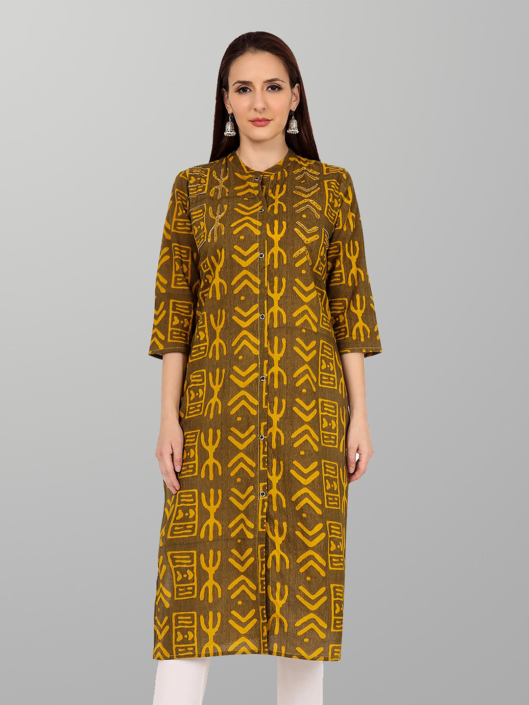 

Jevi Prints Women Printed Kurta, Brown