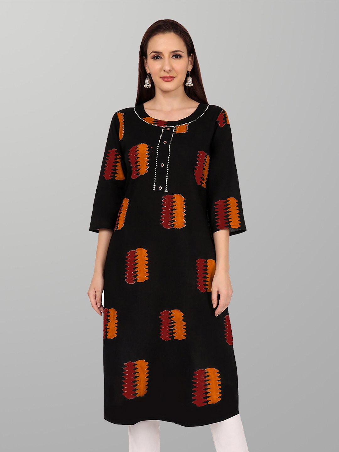 

Jevi Prints Women Black & Red Printed Kurta