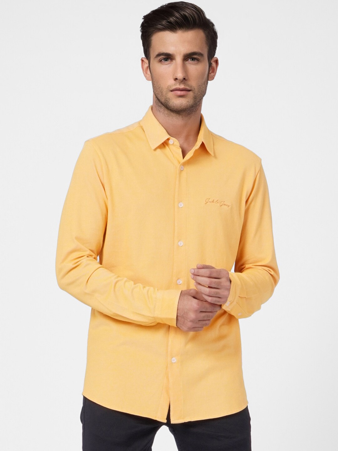 

Jack & Jones Men Orange Cotton Casual Shirt