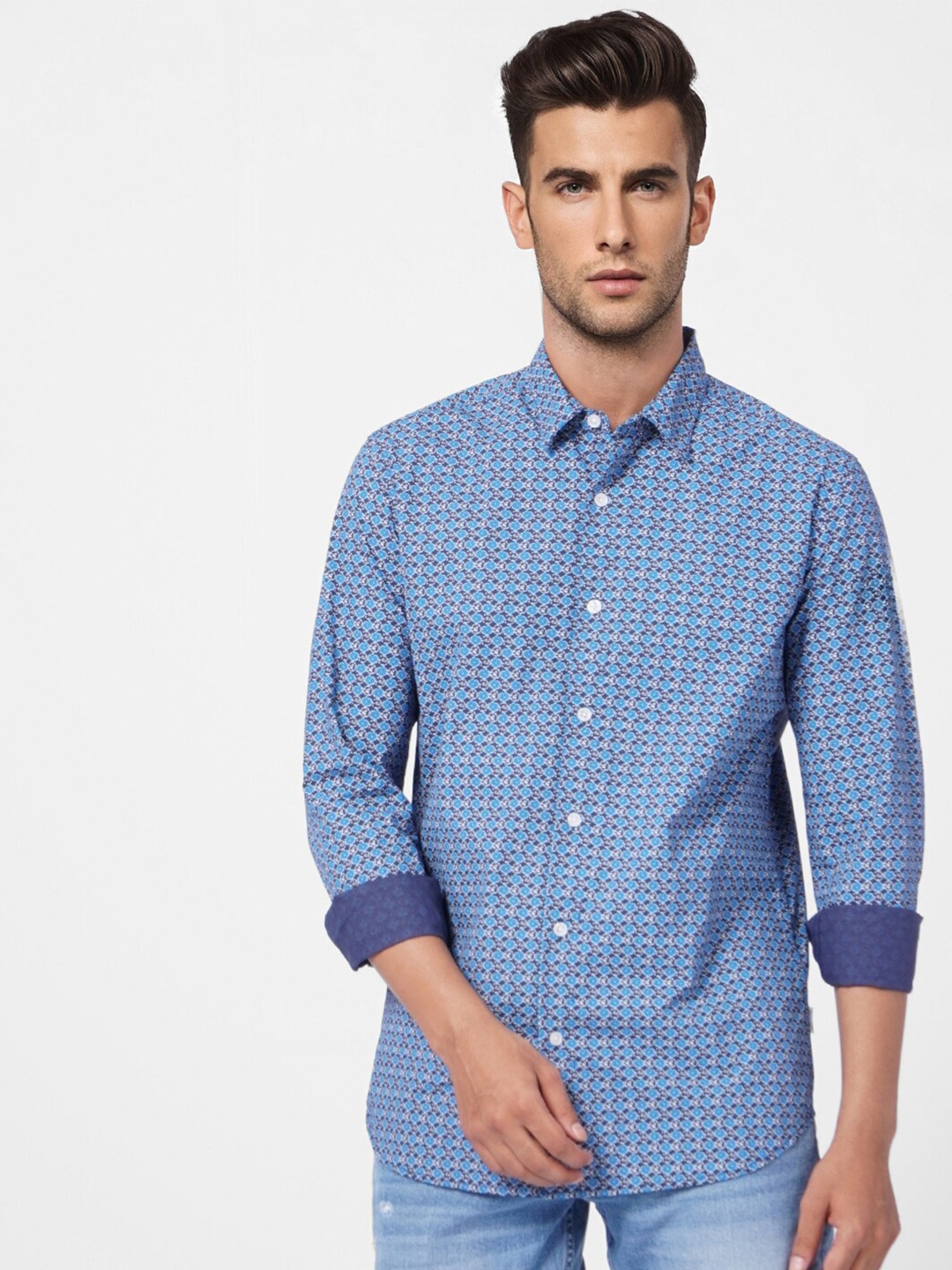 

Jack & Jones Men Printed Cotton Casual Shirt, Blue