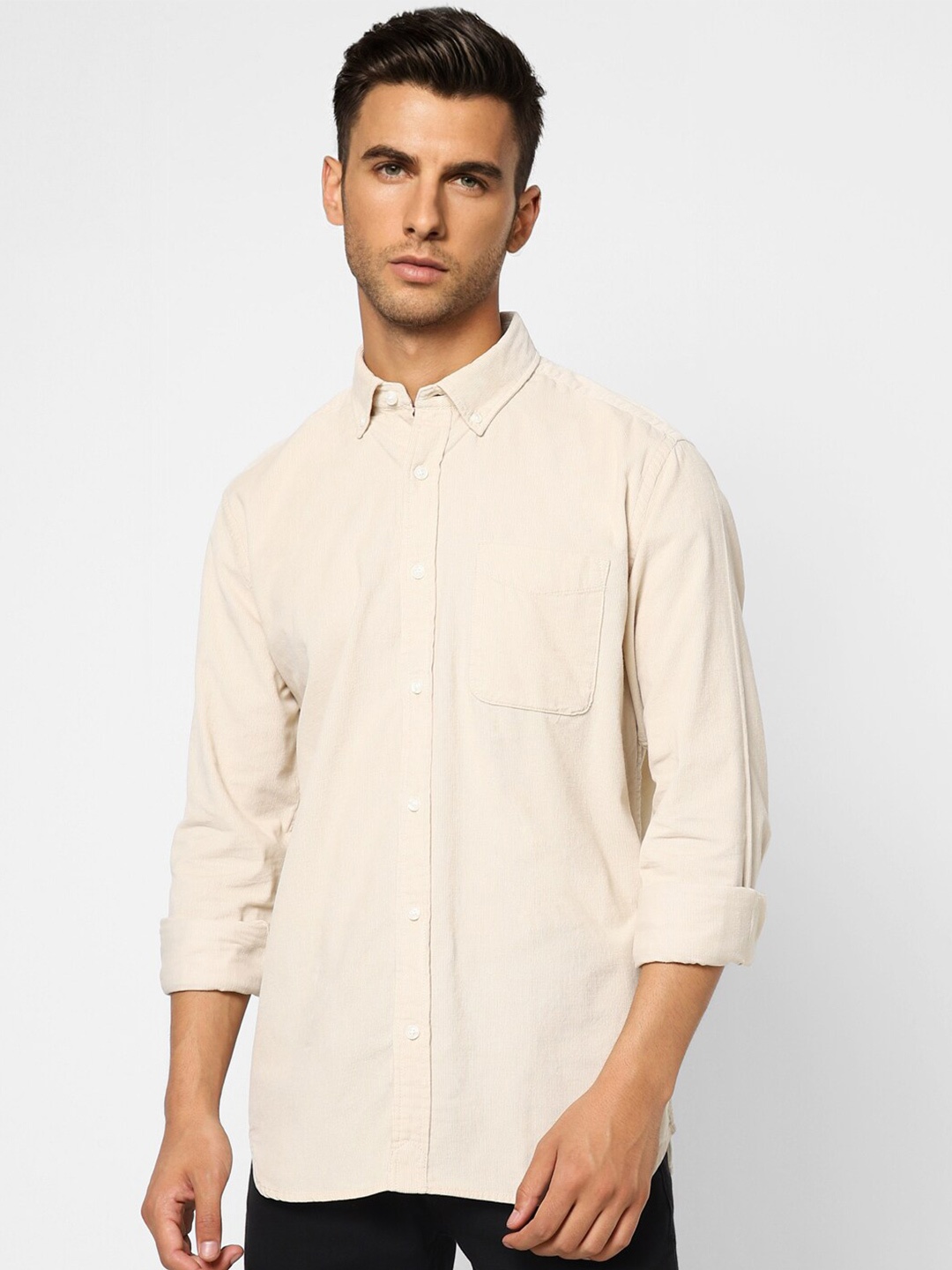 

Jack & Jones Men Beige Solid Casual Shirt