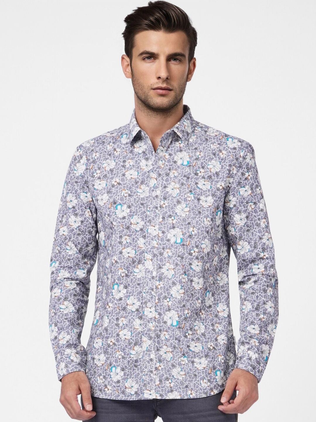 

Jack & Jones Men Floral Printed Cotton Casual Shirt, Grey