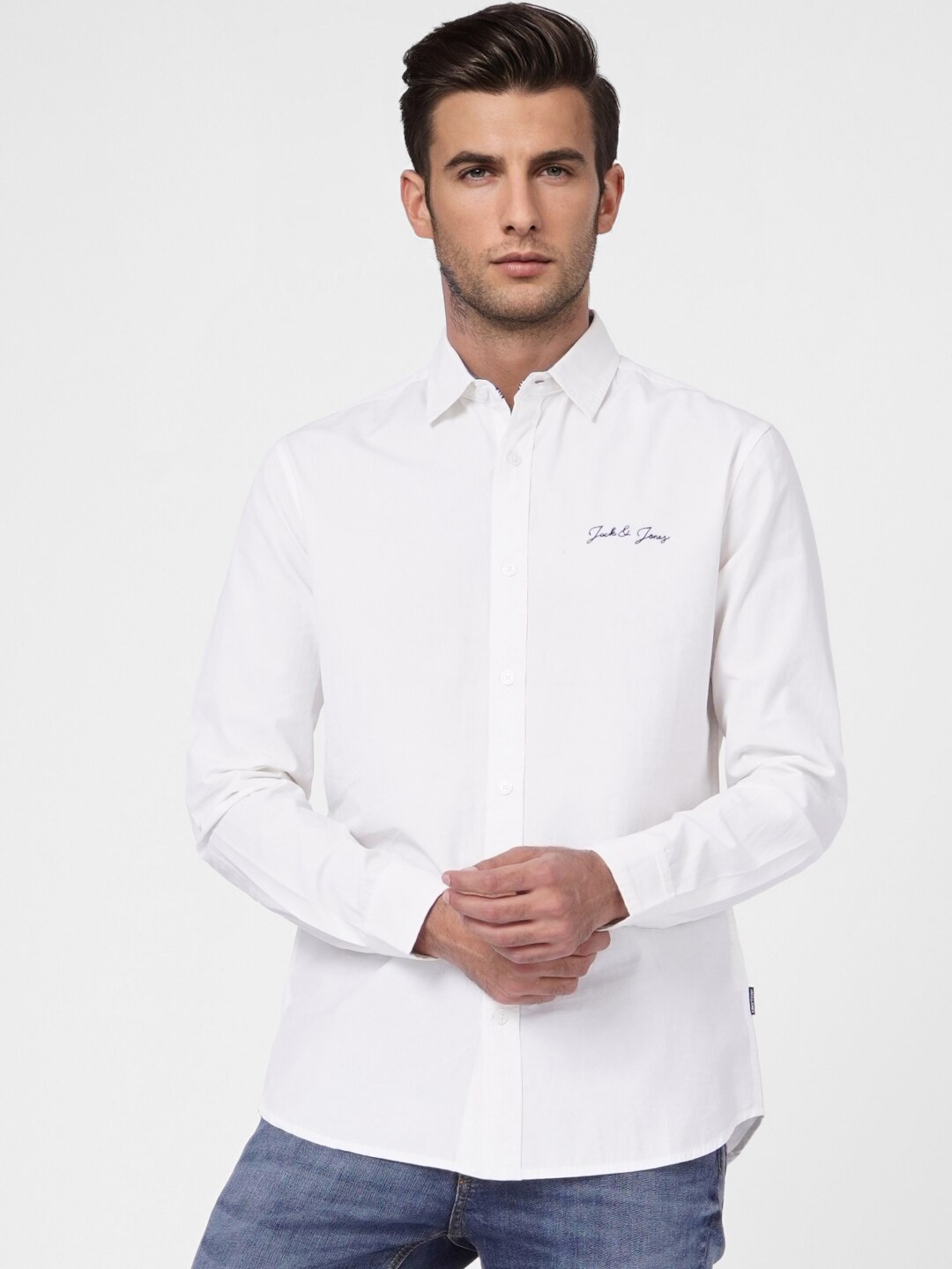 

Jack & Jones Men White Tartan Checks Checked Casual Shirt