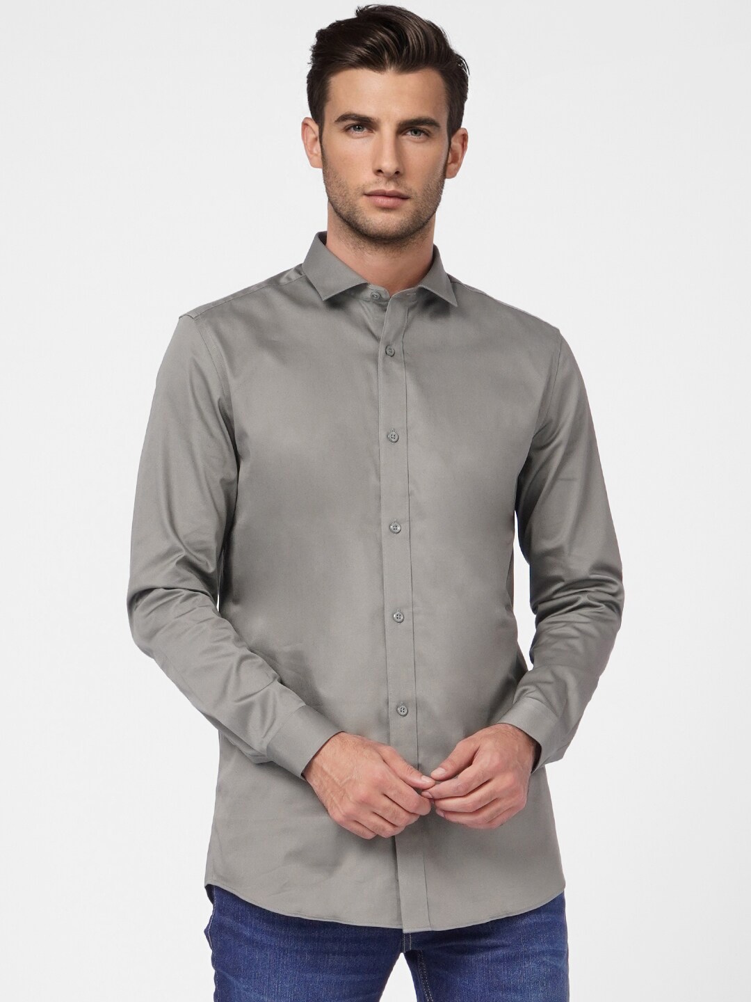 

Jack & Jones Men Grey Cotton Casual Shirt