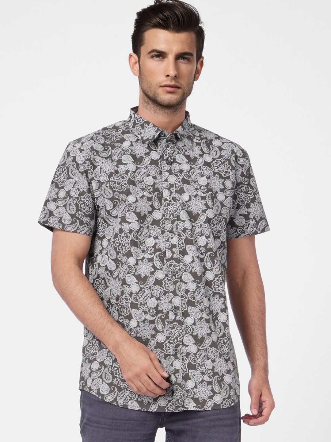 

Jack & Jones Men Printed Cotton Casual Shirt, Grey