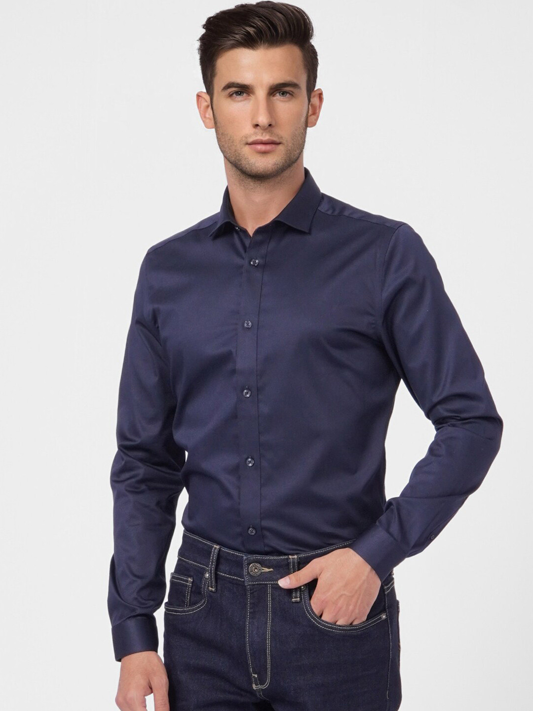

Jack & Jones Men Blue Cotton Formal Shirt