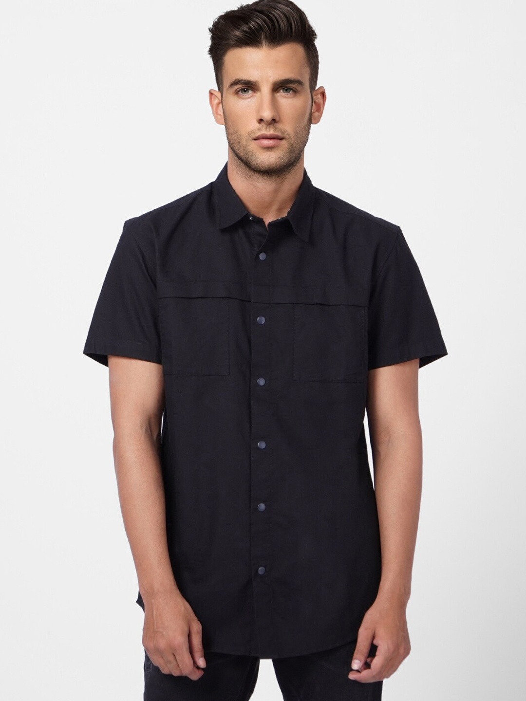 

Jack & Jones Men Black Cotton Casual Shirt