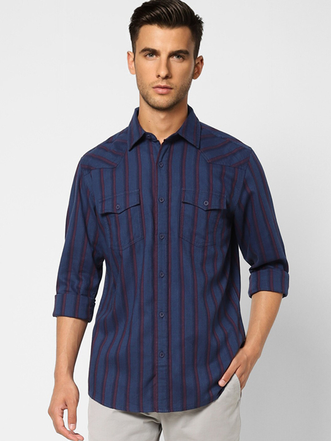 

Jack & Jones Men Striped Cotton Casual Shirt, Blue