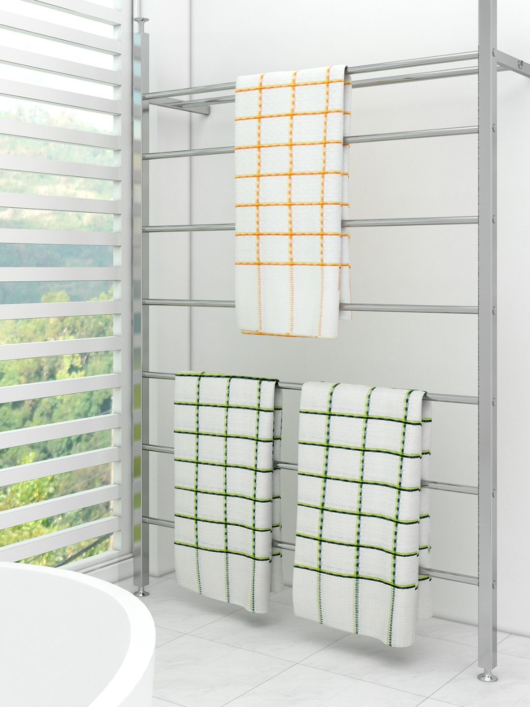 

Athom Trendz Pack Of 3 Striped Cotton 210 GSM Bath Towels, White