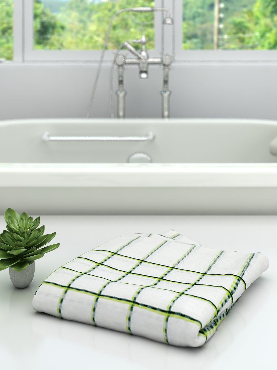 

Athom Trendz Athom Living Green & White Striped Cotton Bath Towels