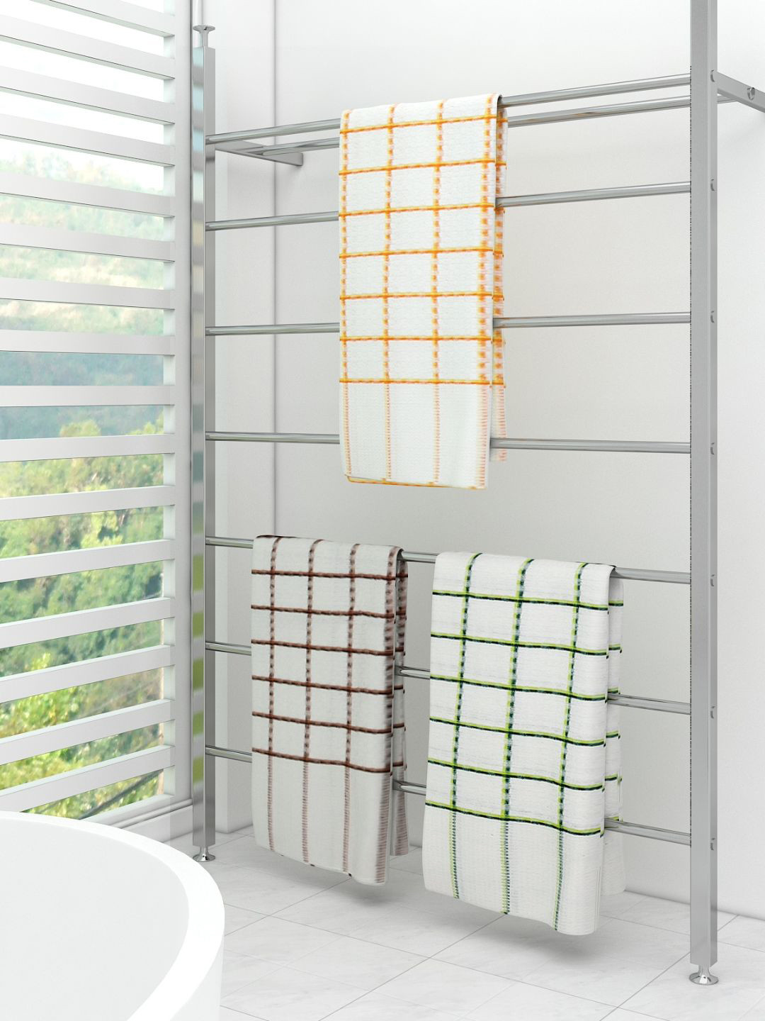 

Athom Trendz Set Of 3 Striped 210GSM Cotton Bath Towels, White