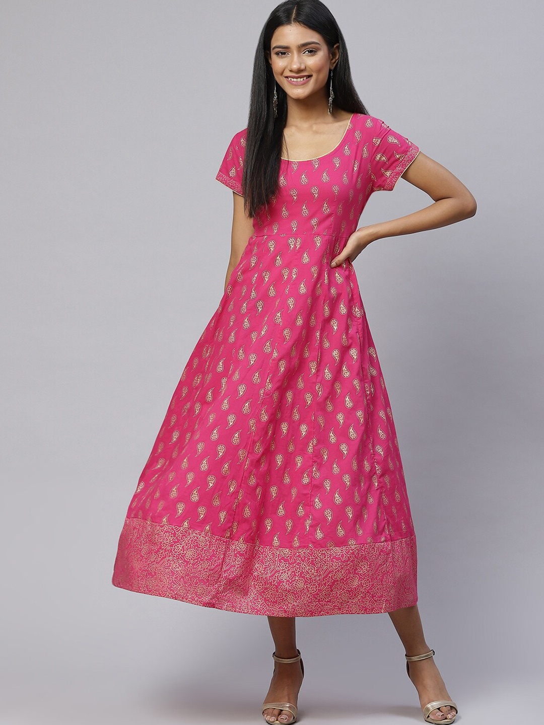 

IRIDAA JAIPUR Pink Ethnic Motifs Maxi Maxi Dress