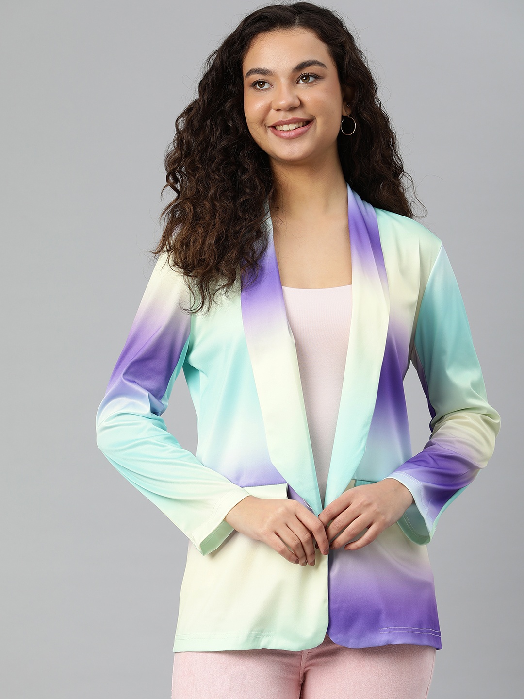 

London Rag Women Printed Open-Front Casual Blazer, Off white